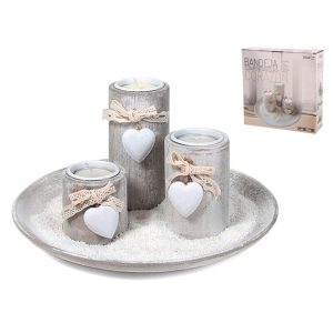 Bougeoir en Bois Gris ( 3pcs )