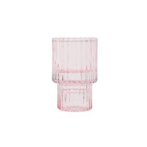 Bougeoir en Verre Rose